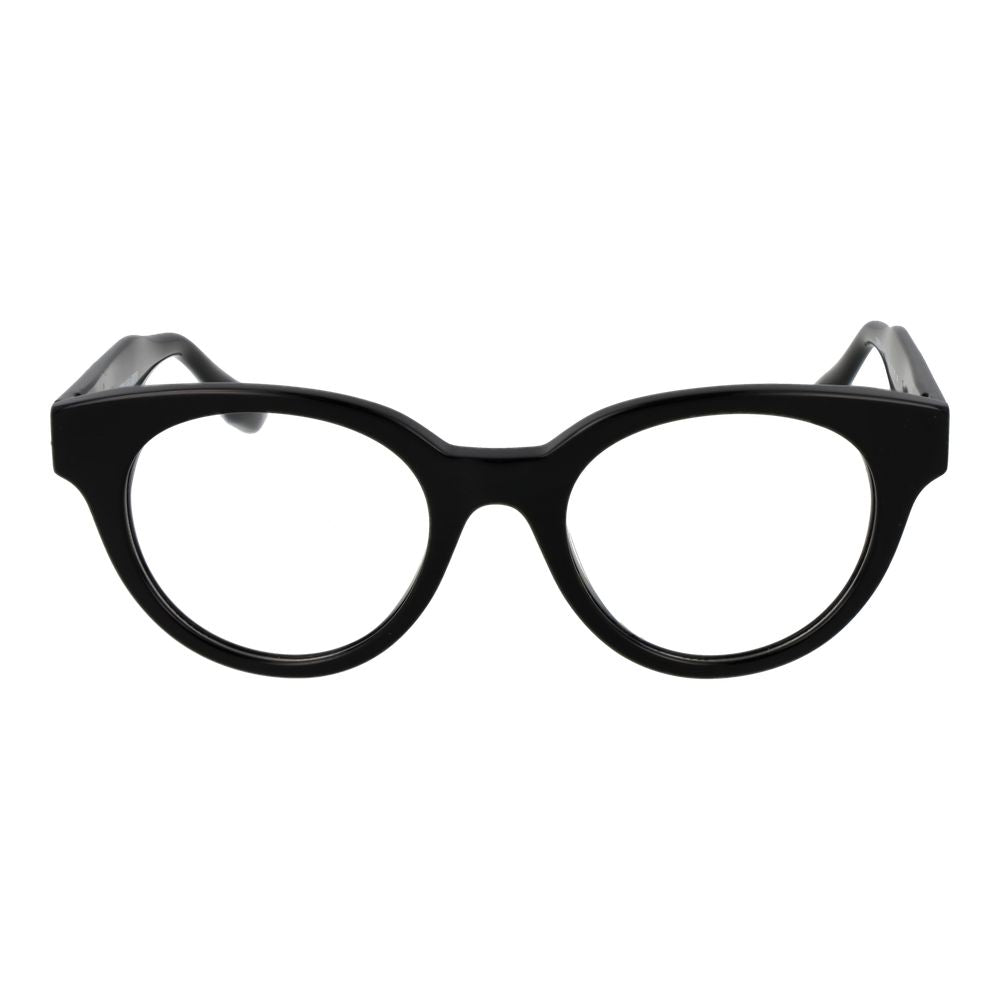 Trussardi Black Acetate Glasses (Frames) with full-rim browline style, unisex design, and spring hinge for comfort.