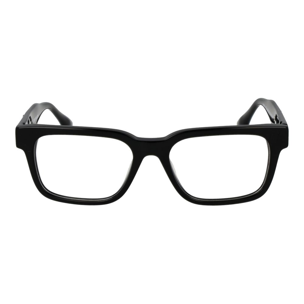 Trussardi Black Acetate Glasses (Frames), unisex full-rim rectangular black acetate frame, demo lenses, spring hinge, 53-17-145 size