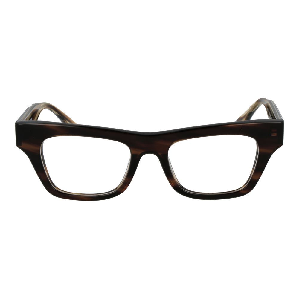 Trussardi Brown Acetate Glasses (Frames) for women, rectangle full-rim design, 51mm lenses with demo plastic lens in brown color, no protection.