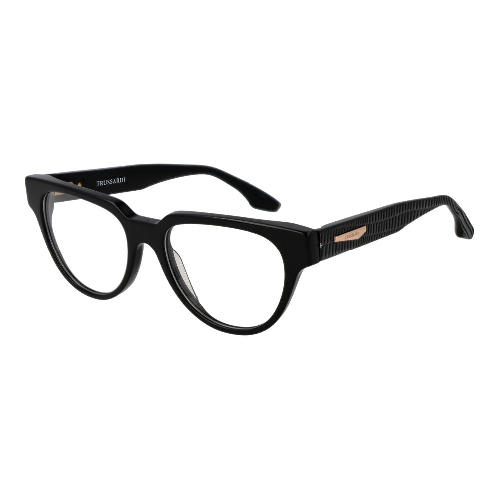 Trussardi Black Acetate Glasses (Frames), women's full-rim black acetate frame with 53-17-145 size, demo plastic lenses.