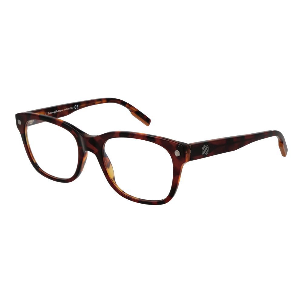 Ermenegildo Zegna Red Acetate Glasses (Frames) for men in full-rim rectangle style with demo lenses, branded case included.