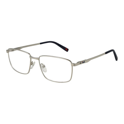 Fila Silver Stainless Steel Glasses (Frames) with full-rim rectangle style, silver color, and demo plastic lenses.