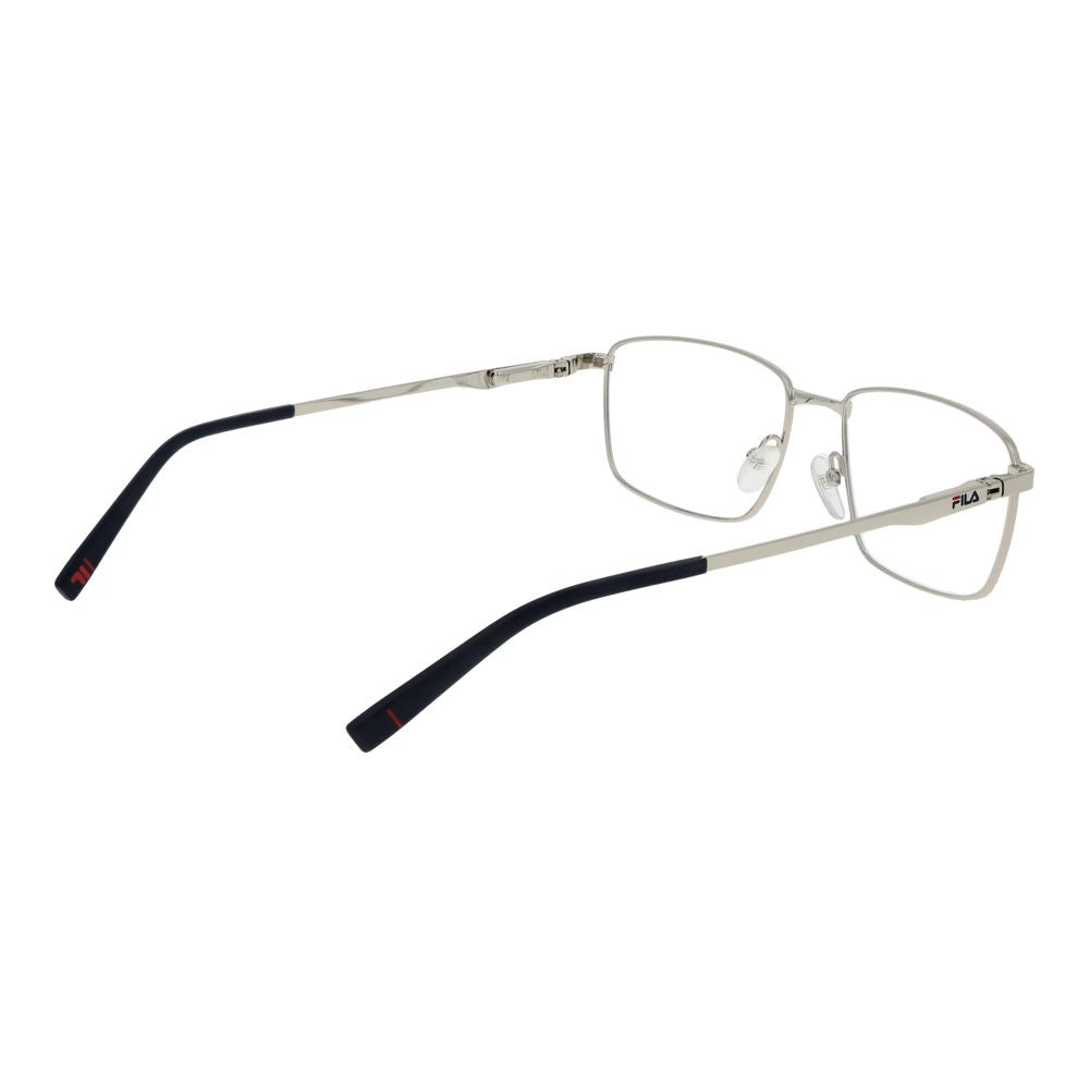 Fila Silver Stainless Steel Glasses (Frames) for men, full-rim style, silver color with a rectangular frame and spring hinge.