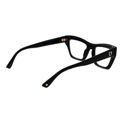 Dsquared² Black Acetate Glasses (Frames) with full-rim black frame, cat eye style, demo lenses.