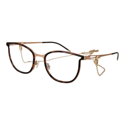 Hugo Boss Gold Stainless Steel Glasses (Frames) in butterfly style for women, full-rim with chain, 53mm width, 140mm temples length.
