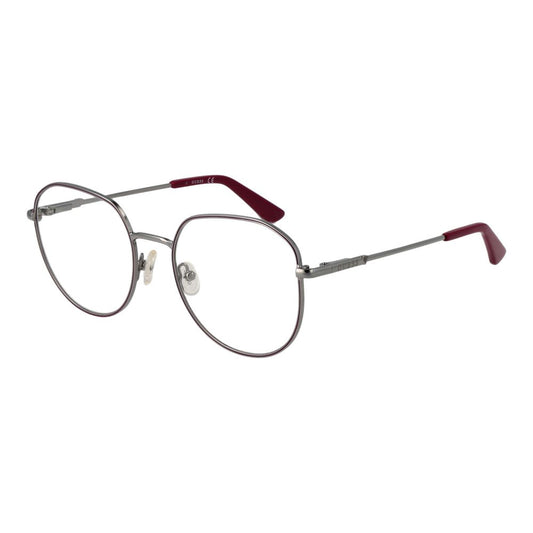 Guess Purple Metal Glasses (Frames) for women, square full-rim design, purple metal frame, demo lenses included.