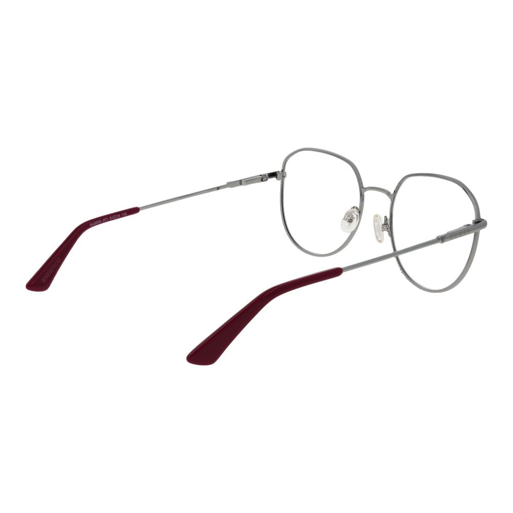 Guess Purple Metal Glasses (Frames) - Women's square full-rim frame with demo lenses, metal material, and spring hinge for comfort.