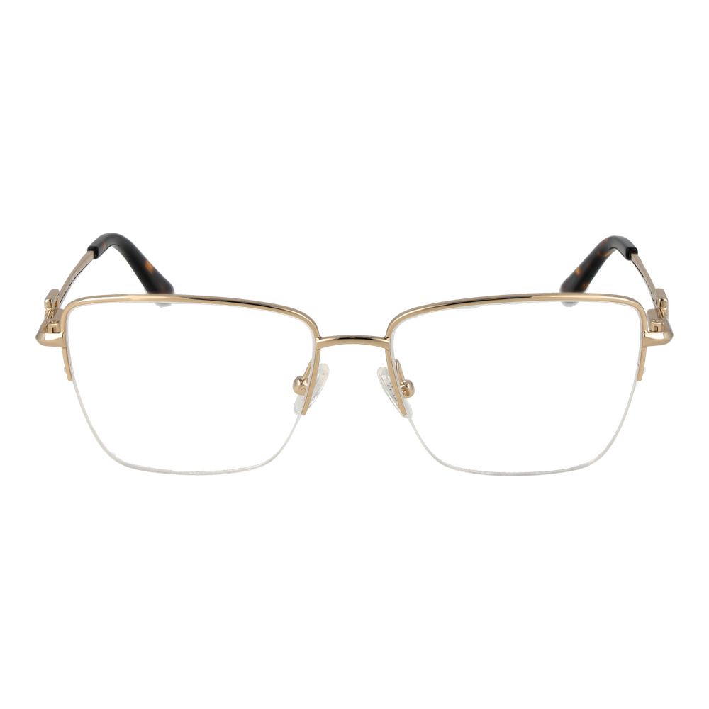 Guess Gold Metal Glasses (Frames) - Women's half-rim rectangular eyewear with gold metal frame, demo lenses, and spring hinge.