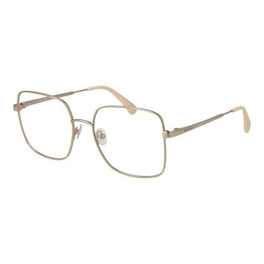 Max & Co Gold Metal Glasses (Frames) for women in square style with gold metal full-rim frame, demo lenses, and branded case included.