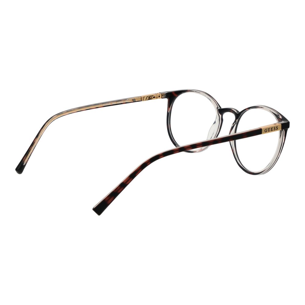 Guess Brown Plastic Glasses (Frames) with full-rim round style and demo lenses, unisex design, comes with branded case.