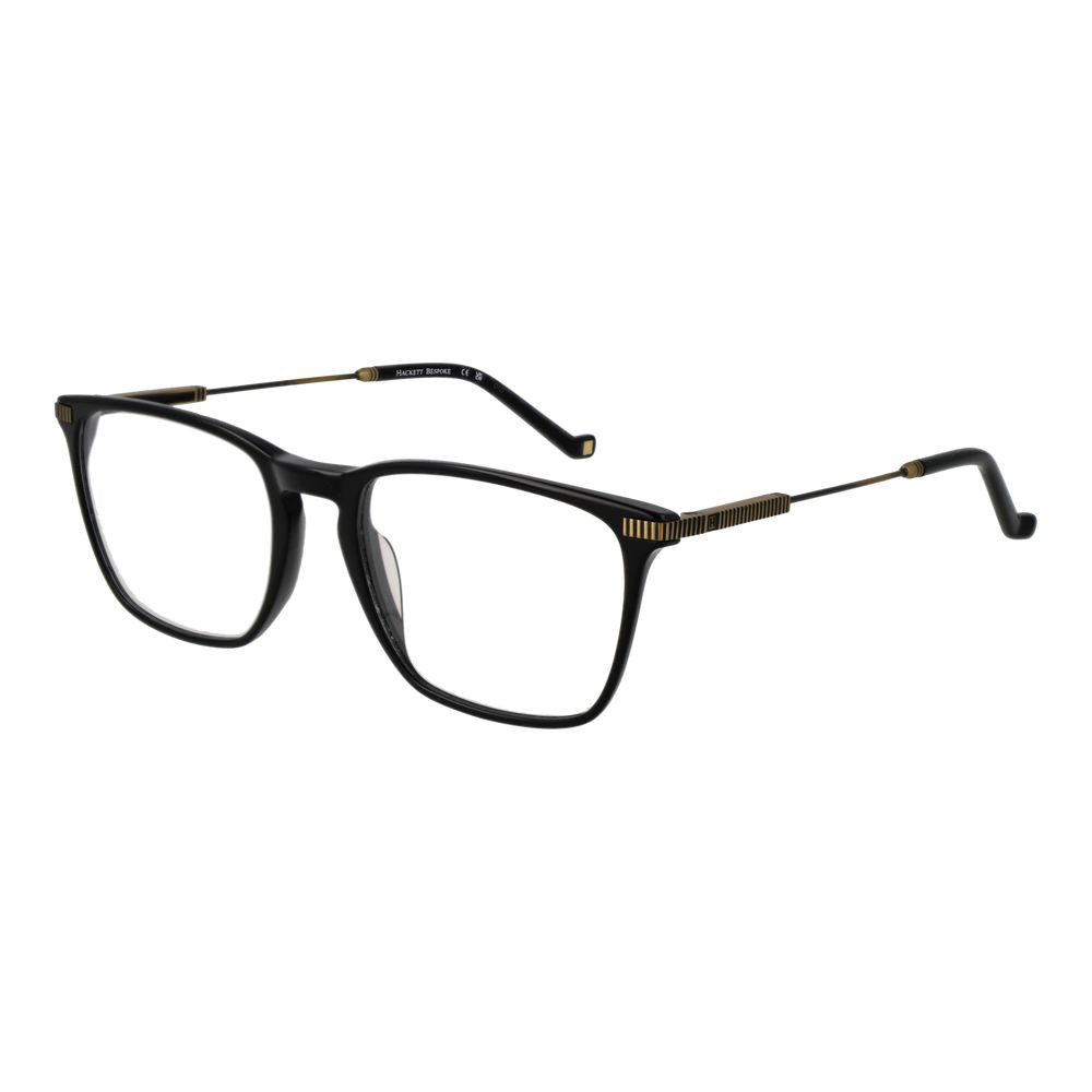Hackett Black Acetate Glasses (Frames) for men, full-rim design, demo lenses, rectangular style, with black acetate frame.