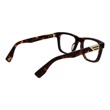 Police Brown Cellulose Acetate Glasses (Frames) for men, square full-rim design with brown frame and demo plastic lenses, size 52-21-145.