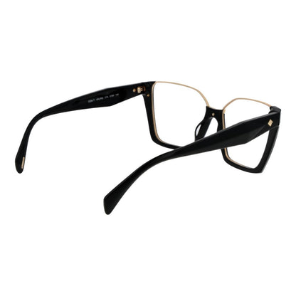 Police Black Cellulose Acetate Glasses (Frames) square full-rim black eyewear for women, acetate frame, image of glasses