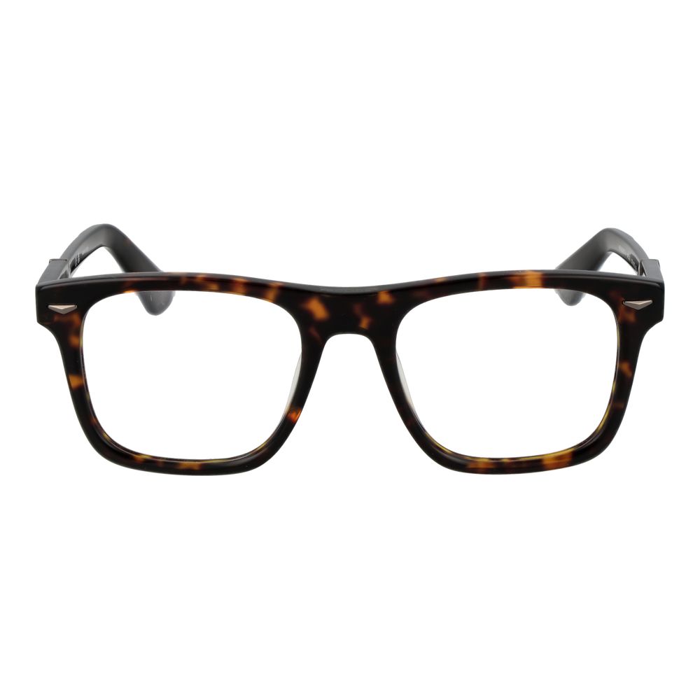 Police Brown Cellulose Acetate Glasses (Frames), full-rim, square style, tortoiseshell pattern, men's eyewear.