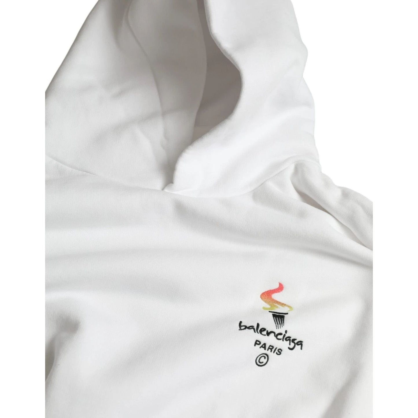 Balenciaga White Cotton Hooded Pullover OVERSIZE Sweater