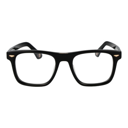 Police Black Cellulose Acetate Glasses (Frames) for men, full-rim black rectangular style, frame width 145, lens width 52, bridge width 20.