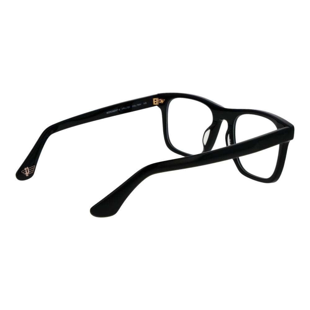 Police Black Cellulose Acetate Glasses (Frames) in full-rim rectangle style with black acetate frame and demo lenses.