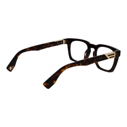 Police Brown Cellulose Acetate Glasses (Frames) for men, full-rim square style, brown cellulose acetate frame, with demo plastic lenses.