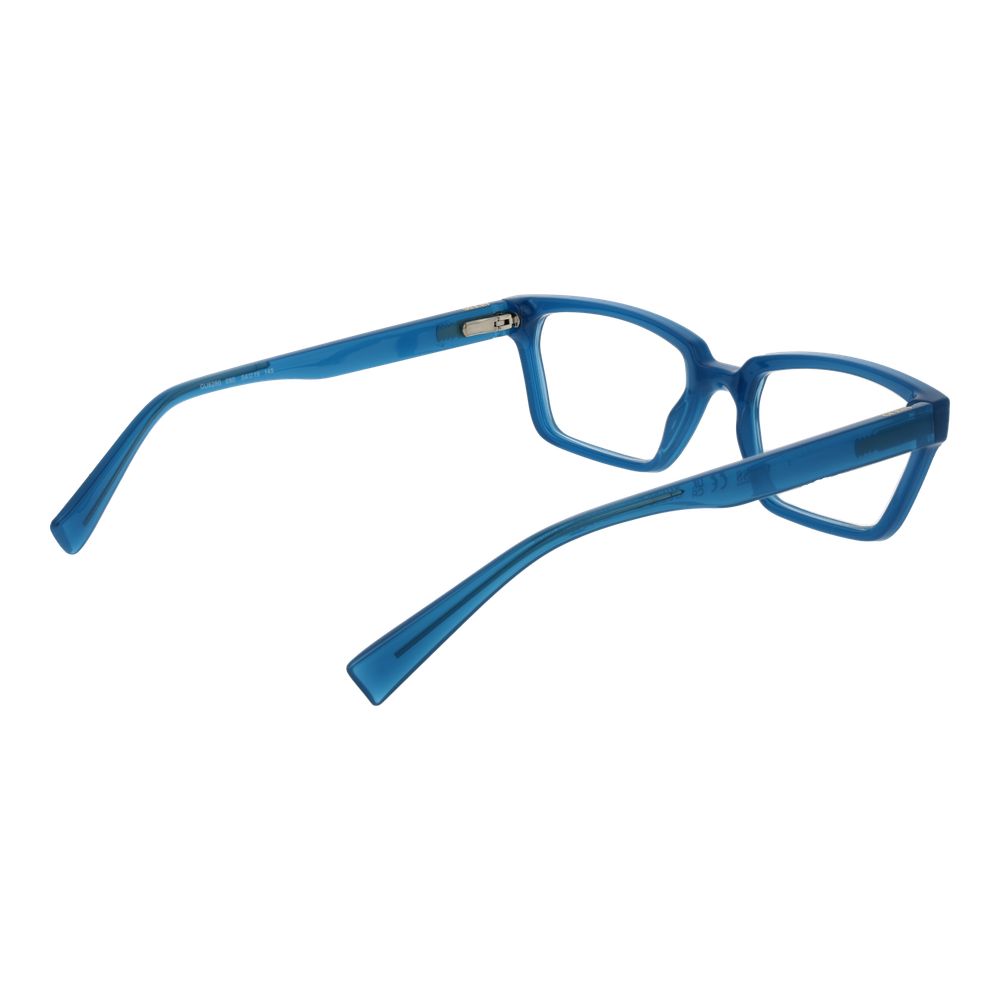 Guess Blue Plastic Glasses (Frames), unisex blue rectangle full-rim style with spring hinge, 54mm lenses width, durable plastic material.
