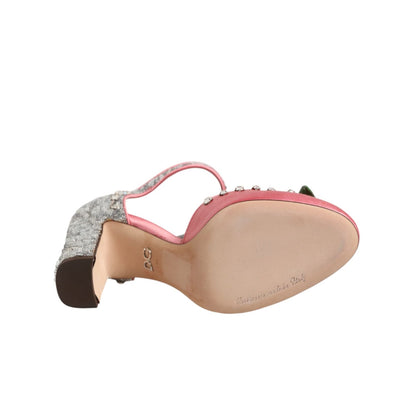 Dolce & Gabbana Pink Sequined Ankle Strap Sandals Shoes