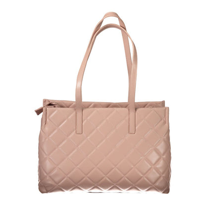 Mario Valentino Pink Polyethylene Handbag with 2 handles, laptop compartment, central pocket, contrast details, zip closure.