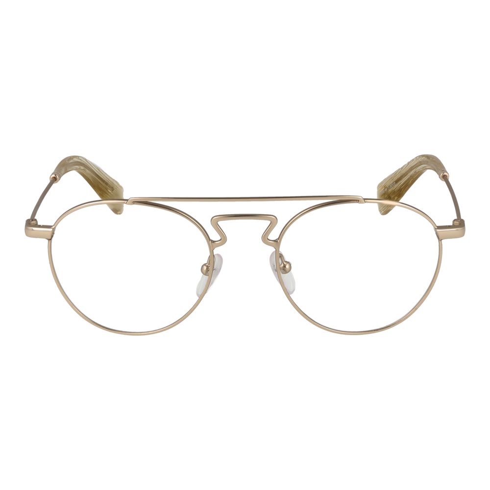 Yohji Yamamoto Gold Metal Glasses (Frames) - Men's Aviator Style, Full-Rim Design with Demo Lenses. Frame width 135, temple length 145.