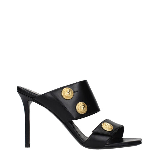 Balmain Black Leather Stiletto Heel Sandals