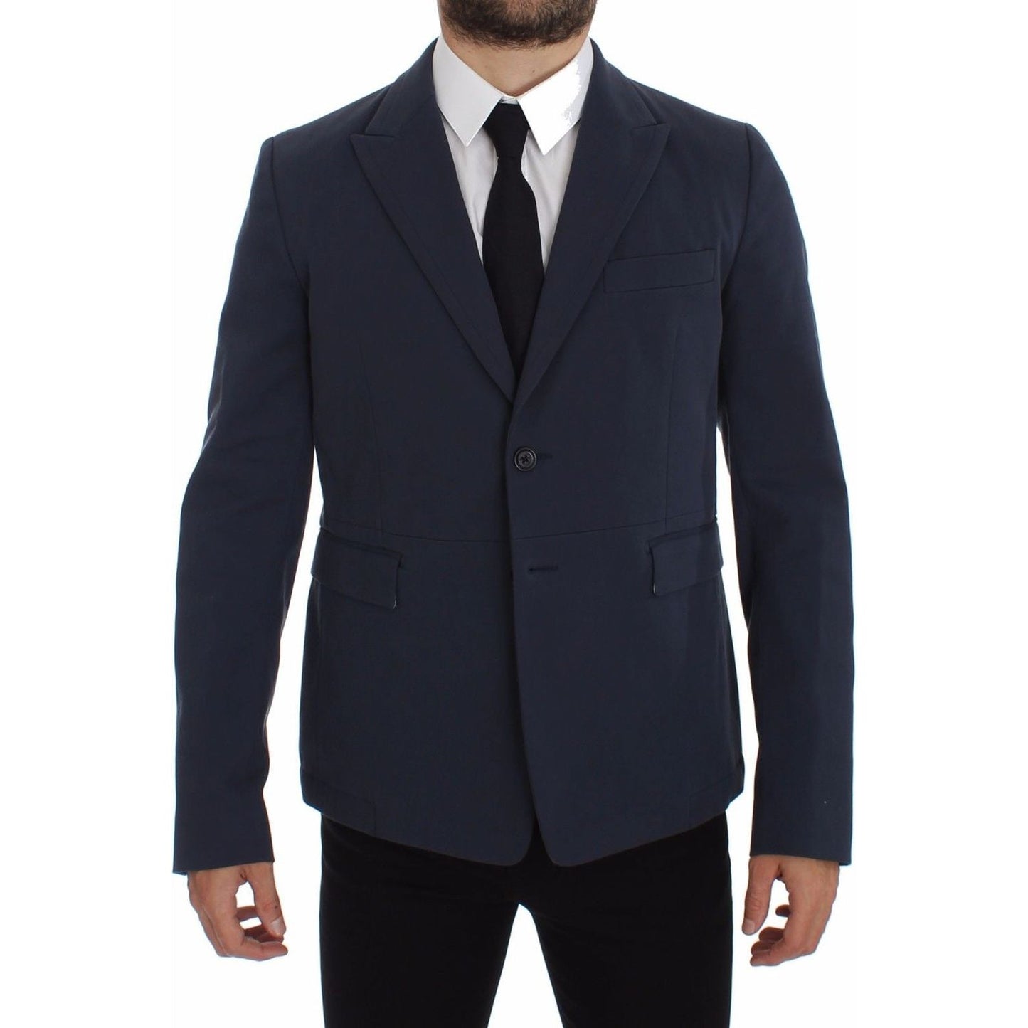 Dolce & Gabbana Blue Cotton Stretch Casual Blazer
