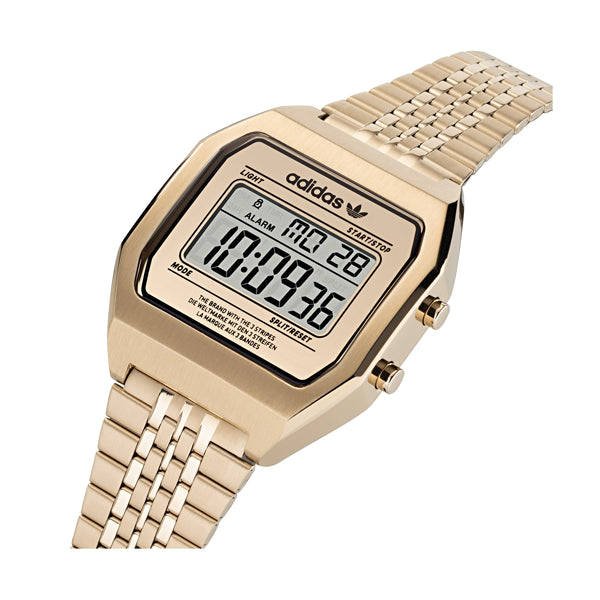 ADIDAS WATCHES Mod. AOST22074 gold quartz multifunction ladies wristwatch with digital display and official packaging.