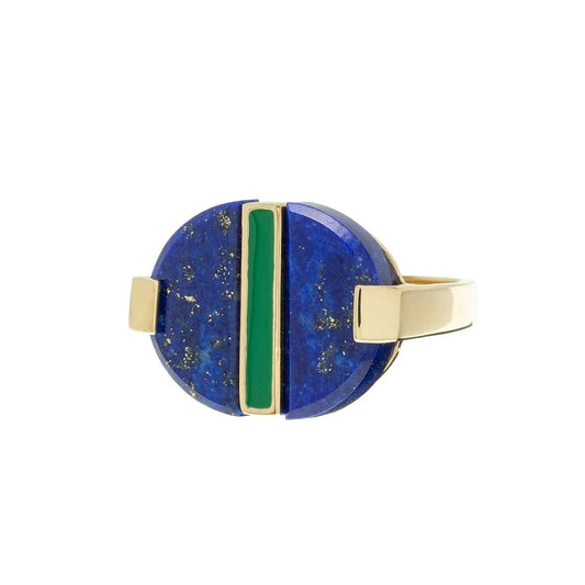 ALIITA ANELLI MOD. RIDCES10IPYG09K gold ring with blue and green gemstone design