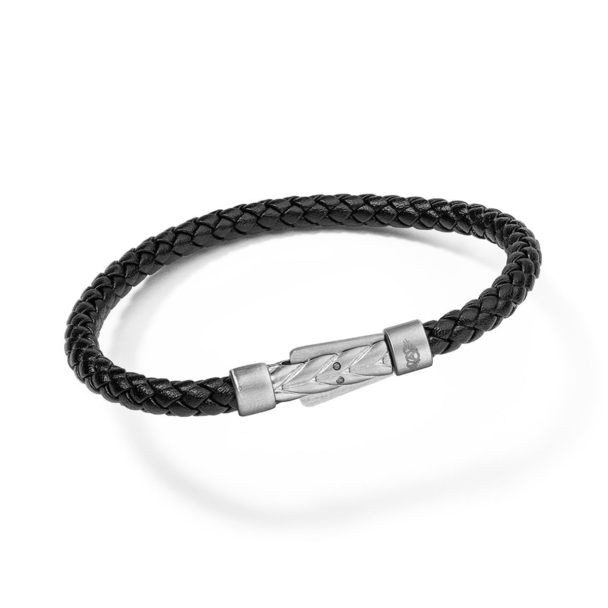 AN JEWELS JEWELRY Mod. AA.P256SSBK.M stylish black braided bracelet with silver clasp