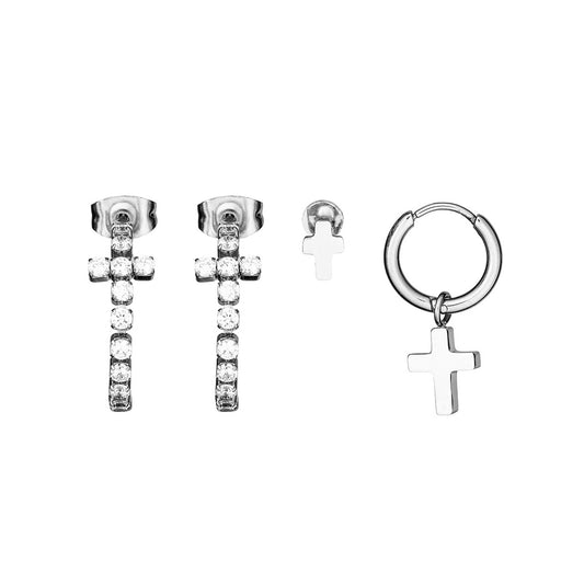 AN JEWELS JEWELRY Mod. AB.EP043 cross earrings set in silver