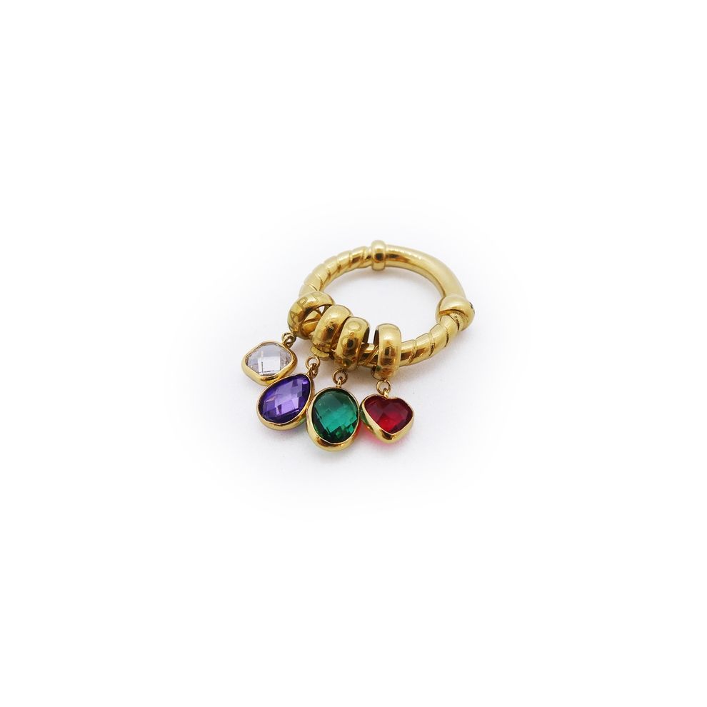 AN JEWELS JEWELRY Mod. AL.R2WI23SMC-6 gold ring with colorful gemstone charms on white background