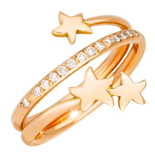 ANELLI DODO MOD. DAC1007STAR3DB09R53 gold star ring with diamonds