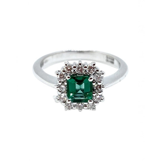 ANELLI RECARLO MOD. R79CC057_SM045-14 jewelry ring with green gemstone and diamond accents on a silver band