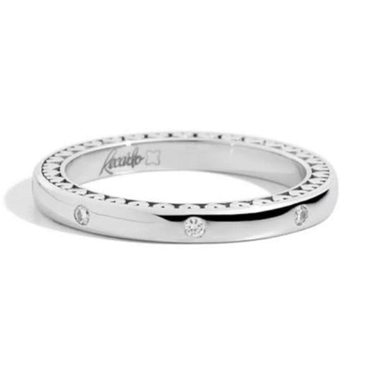 ANELLI RECARLO MOD. W14FD005_B012-13, elegant diamond-studded silver ring with exquisite detailing and Recarlo engraving.