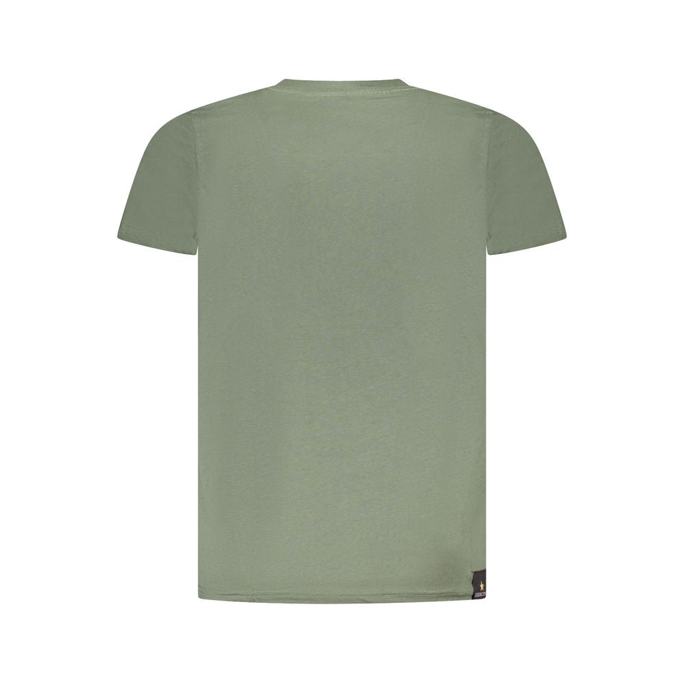 Back view of Accademia Militare Green Cotton T-Shirt with short sleeves and crew neck