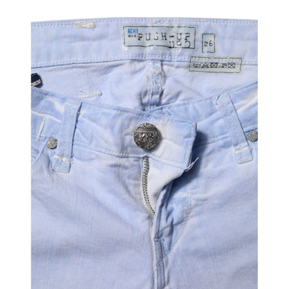 Acht Light Blue Cotton Slim Fit Denim Low Waist Denim Jeans