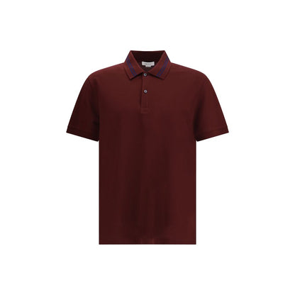 Alexander McQueen Bordeaux Cotton Polo Shirt with striped collar, 100% cotton, regular fit, logo on back, made in Italy, AW25 collection.