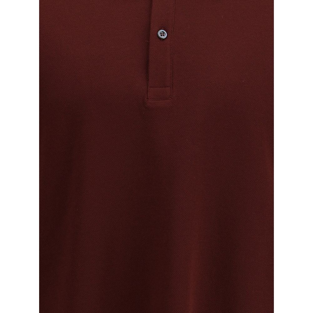 Alexander McQueen Bordeaux Cotton Polo Shirt with striped detail and logo on back, AW25, 100% cotton, modern style, made in Italy.
