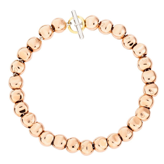 BRACCIALI DODO MOD. DBC0003PEPIT0009RL rose gold bead bracelet with toggle clasp on white background