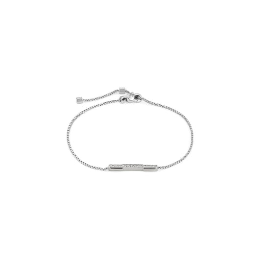 BRACCIALI GUCCI MOD. YBA662121001 silver bracelet with adjustable chain and rectangular charm design.