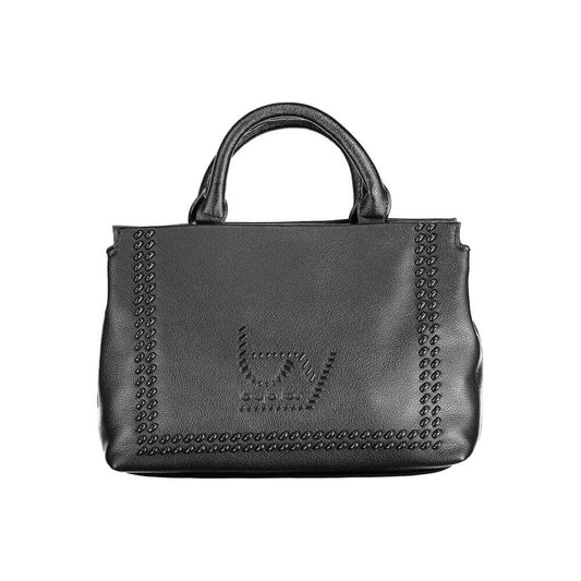 BYBLOS Black Polyethylene Handbag with handles, removable strap, compartments, inside pocket, document holder, and logo detailing.