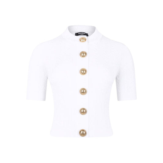 Balmain Ribbed buttoned top