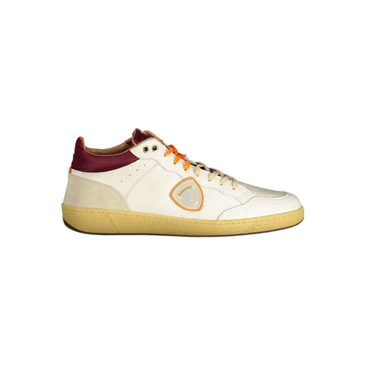 Blauer White Polyester Sneaker with laces, contrasting details, removable footbed, logo application on side view