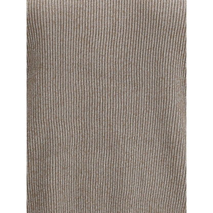 Fabric texture detail of Brunello Cucinelli Beige Cotton Sweatshirt with ribbed design and lurex shine for AW25 season.