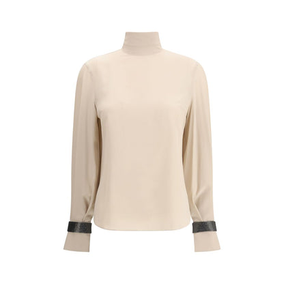 Brunello Cucinelli Beige Silk Blouse