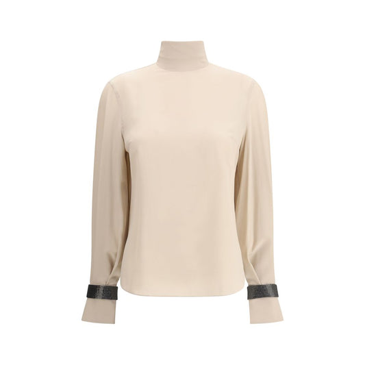 Brunello Cucinelli Beige Silk Blouse