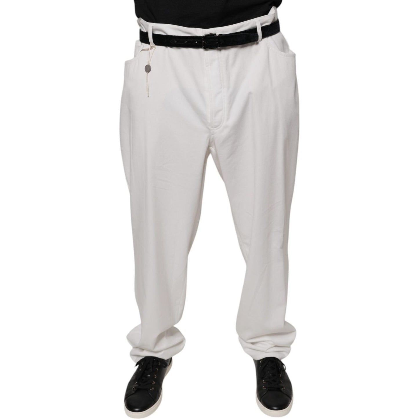 Brunello Cucinelli White Cotton Men Dress Tapered Pants PAN75614-64