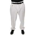 Brunello Cucinelli White Cotton Men Dress Tapered Pants PAN75614-64